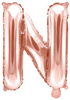 Balon foliowy Litera "N", 35cm, różowe złoto 1szt.