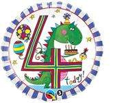 Balon foliowy 45 cm, 4 urodziny chłopca, 1 szt.