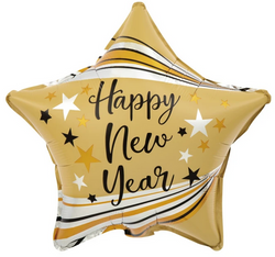 Balon Foliowy gwiazda Happy New Year złoty 45cm