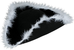 Kapelusz Czapka Admirała Trikorn Czarny z Piórami