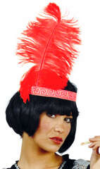 Dekoracyjne pawie pióro CZERWONE, 1 szt.