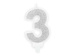 Świeczka cyferka 3 srebrna, 1 szt.