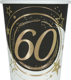 Kubeczki Papierowe 60 URODZINY 240ml 6szt.