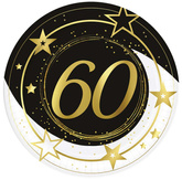 Talerzyki Papierowe 60 URODZINY 23cm 6szt.