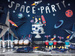 Baner Kosmos - Space Party, srebrny, 13x96cm