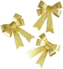 Zestaw kokard dekoracyjnych - prążki złote 3szt.