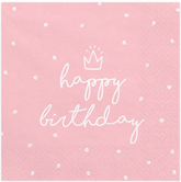 Serwetki HAPPY BIRTHDAY Róż URODZINY 33x33cm 20szt