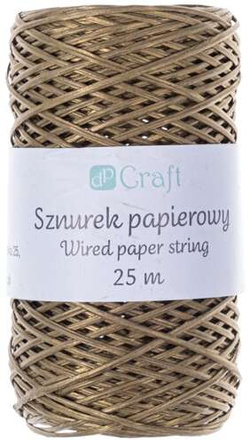Sznurek Papierowy z Drucikiem Złoty 25m