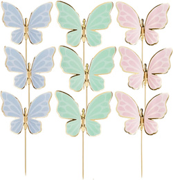 Toppery na tort Motylki, 9 x 6.5 cm 9szt.