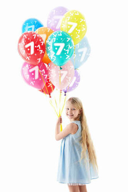 Balony z nadrukiem na 7 urodziny  "7" - 1 szt.