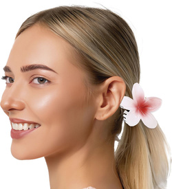 Spinka Włosów Klips Biało-Czerwony Kwiat Aloha 8cm