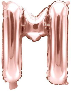 Balon foliowy Litera "M", 35cm, różowe złoto 1szt.