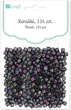 Koraliki LITERKI Litery Alfabet Neon Czarne 124szt