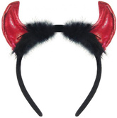 Opaska ROGI DIABEŁKA Czerwone z Czarne Futerkiem