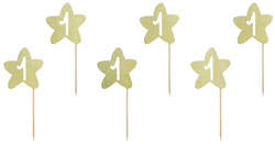 Dekoracje do MuffinekZłote Gwiazdki 1 Urodziny 6sz