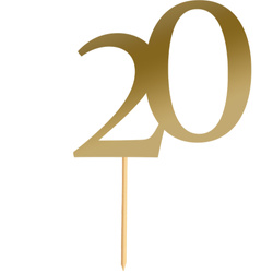 Topper na Tort LICZBA 20 Urodziny Party ZŁOTY