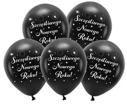 Balony Szczęśliwego Nowego Roku! 14 cali, 5 szt.