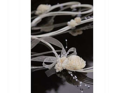 Rattanowe serca z bukiecikami, kremowe, 2 szt.