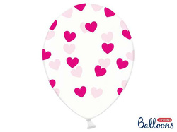 Balony przezroczyste w Serduszka fuksja 30cm 1szt