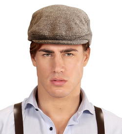 Czapka Beret Angielski KASZKIET z Daszkiem Brązowy