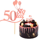 Topper na Tort 50 STO LAT Urodziny RÓŻOWE ZŁOTO