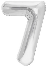 Balon foliowy cyfra SIEDEM 7, srebrny, 40 cm
