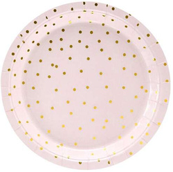 Talerzyki Kropki, jasny róż, 18 cm, 6 szt.