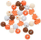 Drewniane Koraliki Jesienne Liście 16mm, 30 szt.