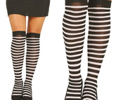 Pończochy Skarpety Zakolanówki Białe Czarne Paski