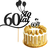Topper na Tort 60 STO LAT Urodziny CZARNY