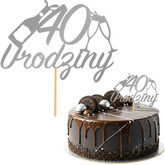 Topper na Tort 40 URODZINY Party SREBRNY