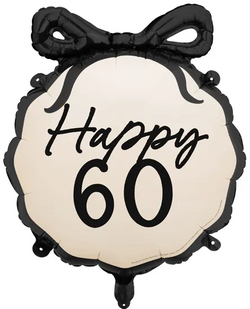 Balon Foliowy Happy 60 URODZINY Kokarda 47x53cm