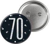 Przypinka Broszka Metalowa 70 Urodziny Czarna