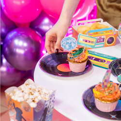 Talerzyki Płyta Winylowa Retro Disco 18cm 6szt.