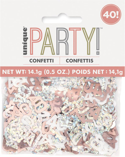 Konfetti Dekoracyjne 40 URODZINY Różowe Złoto 14g