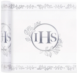 Organza Bieżnik Komunijny Srebrny IHS 30cm x 5m