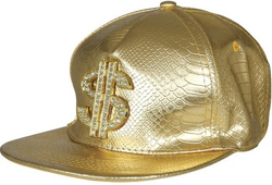 Czapka z Daszkiem Złota Dolar Raper HipHop Bogacz