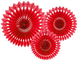 Rozety dekoracyjne Czerwone 20-30cm 3szt.