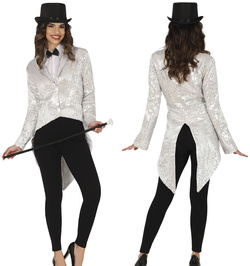 Srebrny FRAK z Cekinami Marynarka Damska, L