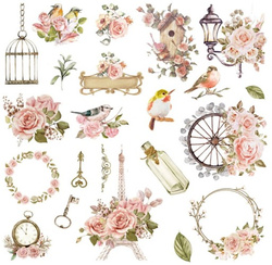 Kształty Papierowe Ozdobne Love Paris DIY 44szt.