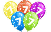 Balony z nadrukiem na 7 urodziny  "7" - 1 szt.