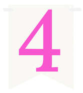 Flagietka, Cyfra 4, Różowa, 1 szt.