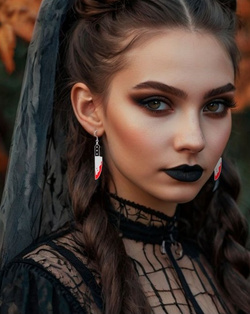 KOLCZYKI Krwawe Zakrwawione NOŻE Halloween 2szt.