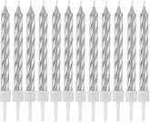 Świeczki z podstawkami SREBRNE Zakręcone 12szt.