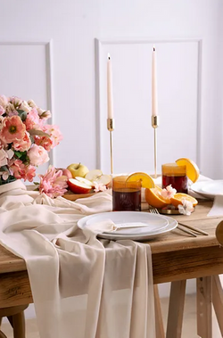 Bieżnik szyfonowy, kremowy, 0,48x5 m