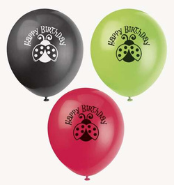 Balony Happy Birthday z Biedronką 30cm, 8 szt.