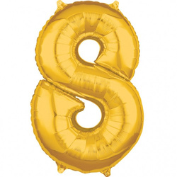 Balon foliowy 26" złoty cyfra "8", 1 szt.