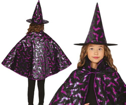Zestaw Kostium Strój Czarna Fioletowa CZAROWNICA