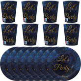 Zestaw Talerzyki Kubeczki LET'S PARTY Marmur