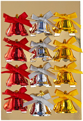 Metalowe Dzwonki z Kokardką Świąteczne 12 sztuk